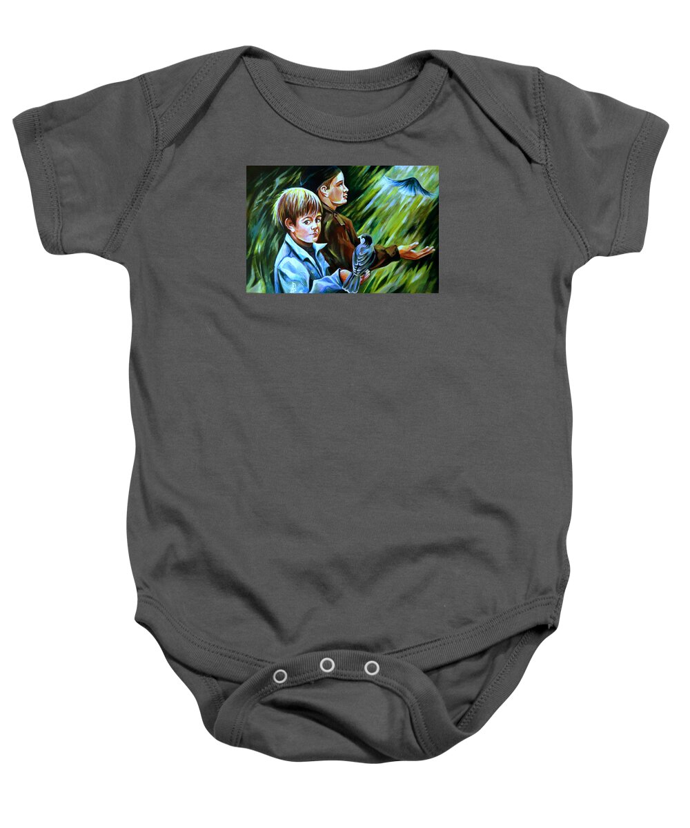Portrait Baby Onesie featuring the painting Happiness by Anna Duyunova