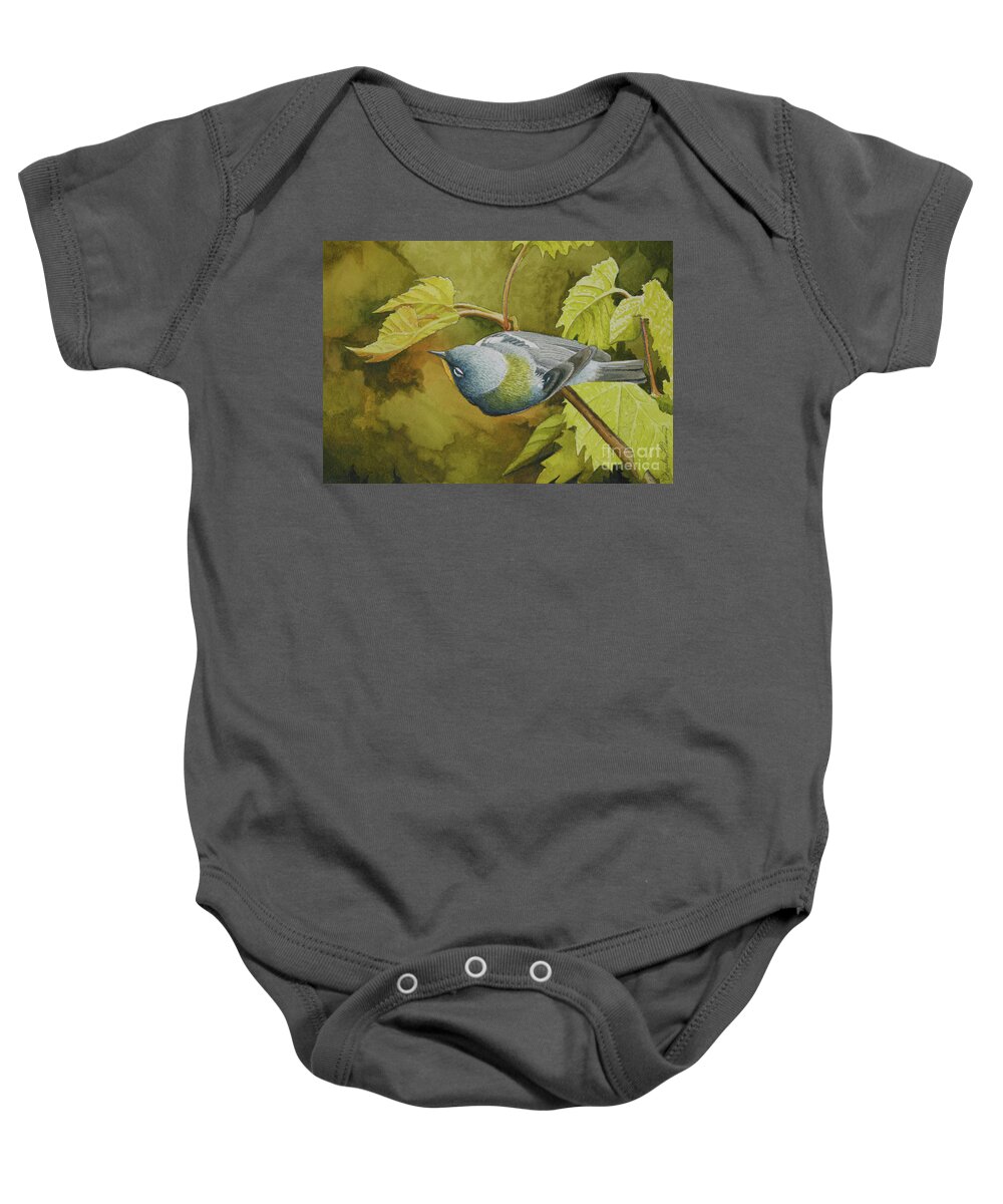 Bird Baby Onesie featuring the painting Northern Parula #2 by Charles Owens