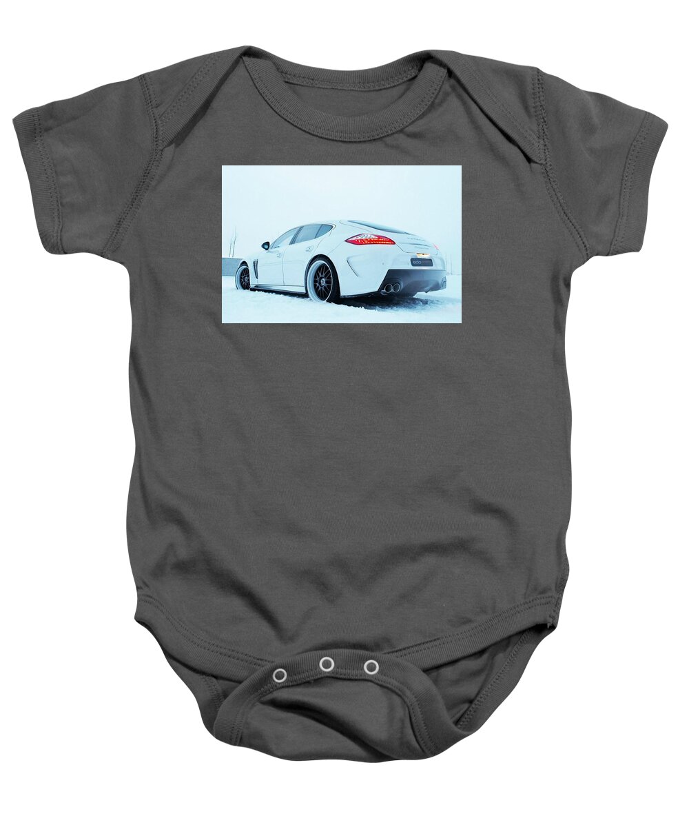 Panamera Turbo Baby Onesie featuring the digital art Panamera Turbo #2 by Super Lovely