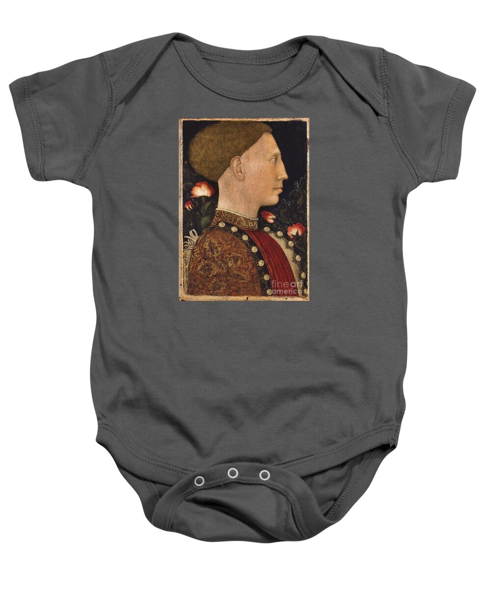 Pisanello Baby Onesie featuring the painting Portrait of a young man #3 by MotionAge Designs