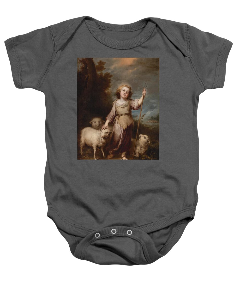 Bartolome Esteban Murillo The Good Shepherd Baby Onesie featuring the painting The Good Shepherd #2 by MotionAge Designs