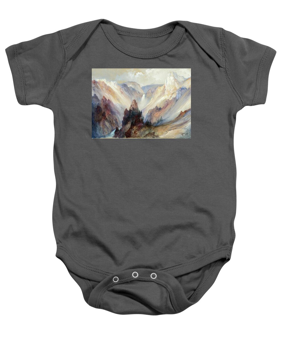 Thomas Moran Baby Onesie featuring the drawing The Grand Canyon of the Yellowstone #2 by Thomas Moran