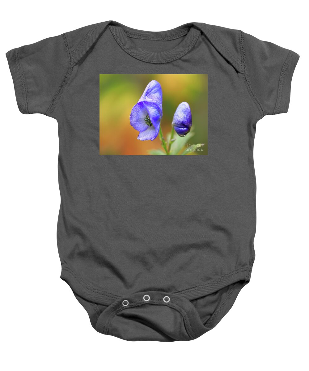 Flower Baby Onesie featuring the photograph Wolf's bane flower #3 by Nick Biemans