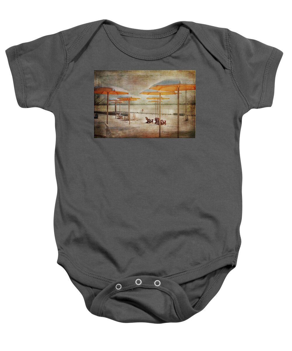Toronto Baby Onesie featuring the digital art Yellow Parasols by Nicky Jameson