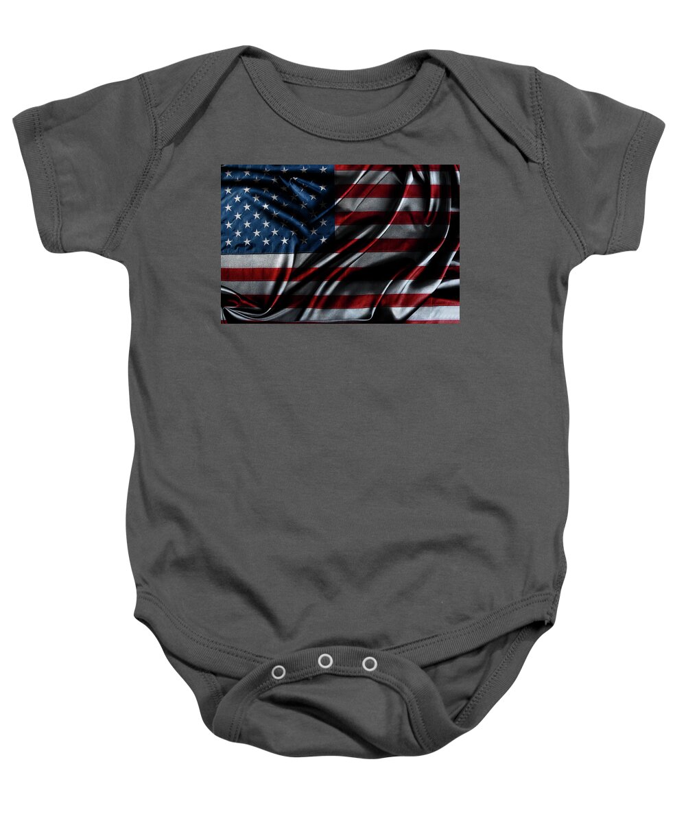 American Flag Baby Onesie featuring the photograph American flag 39 by Les Cunliffe