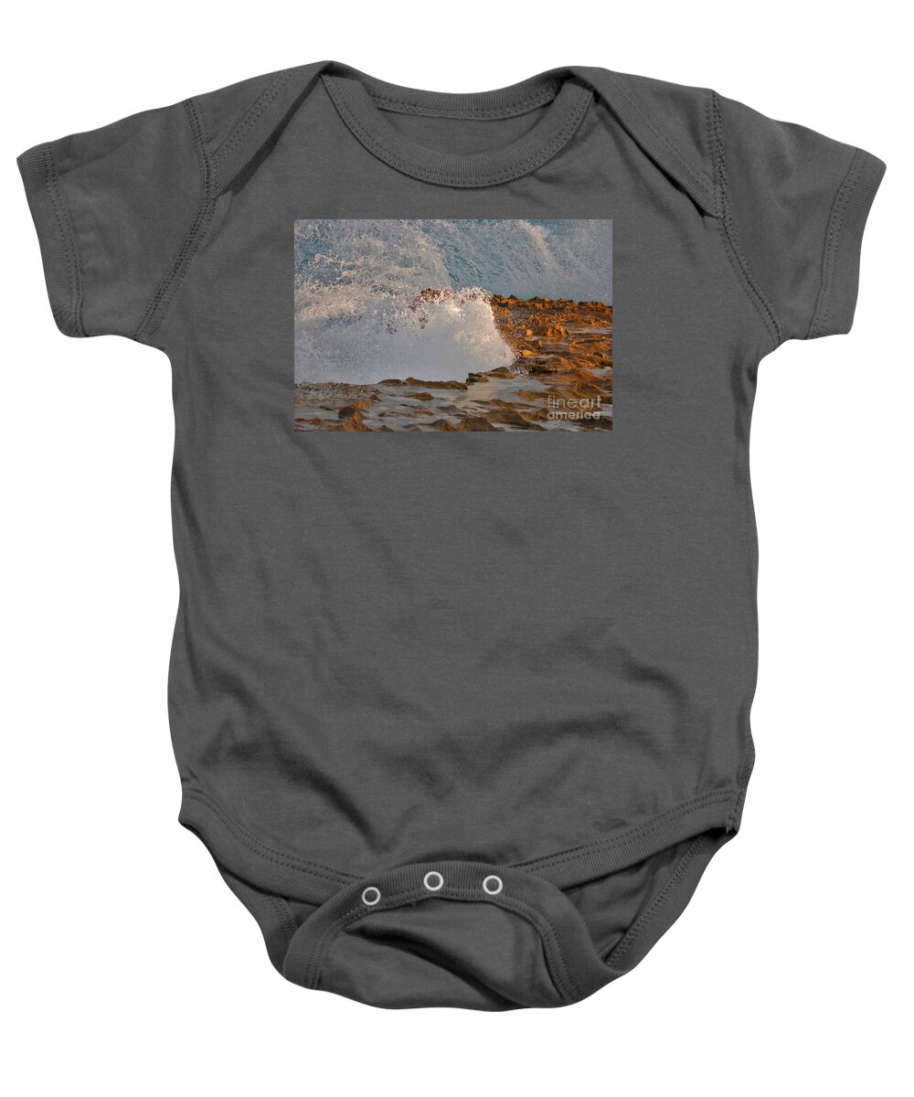 Reef Baby Onesie featuring the photograph 24- Ocean Kiss by Joseph Keane