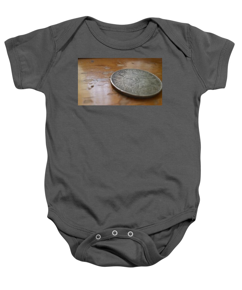 Coin Baby Onesie featuring the digital art Coin #3 by Super Lovely