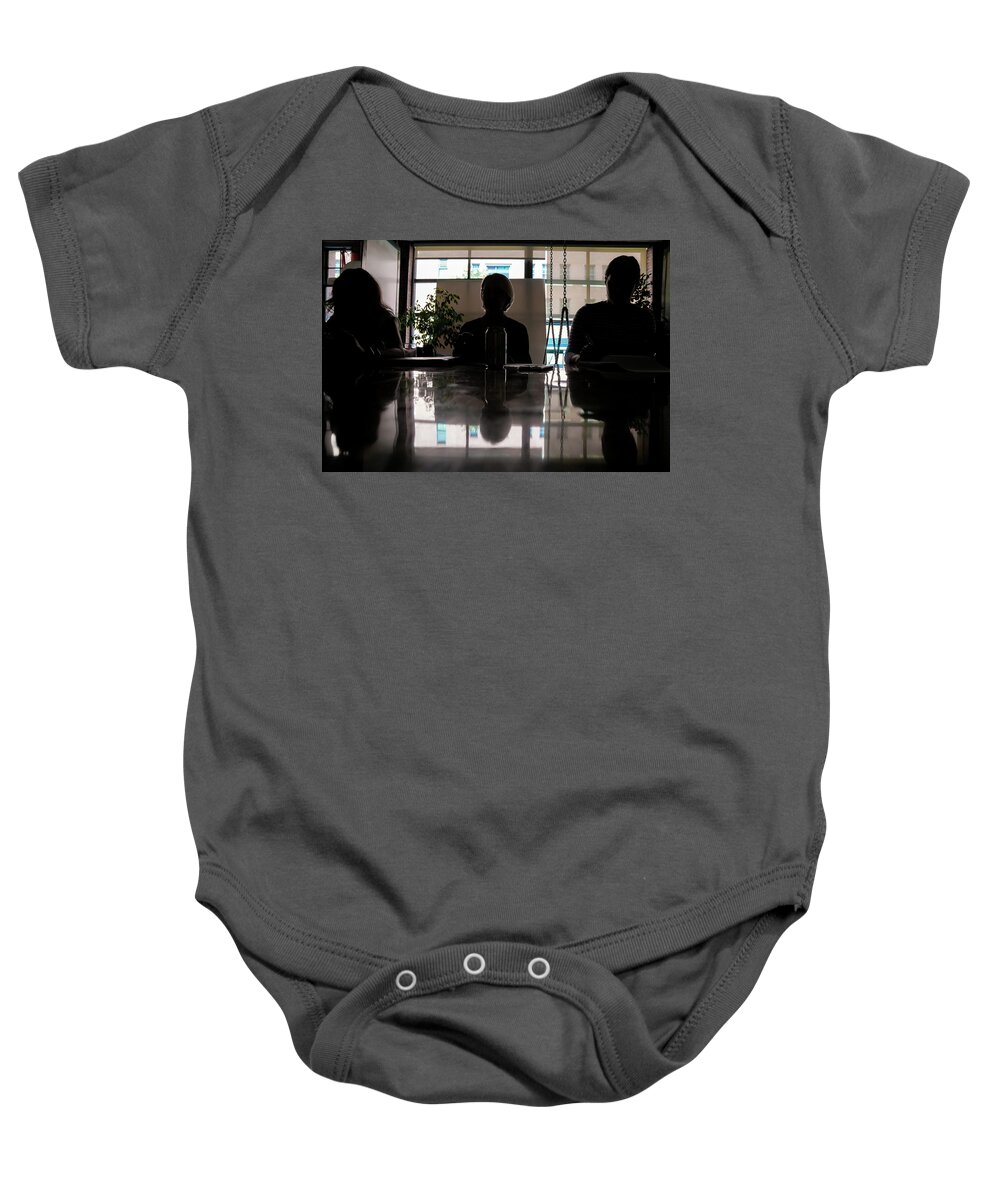 Silhouette Baby Onesie featuring the photograph 3 Silhouettes by Christopher Brown