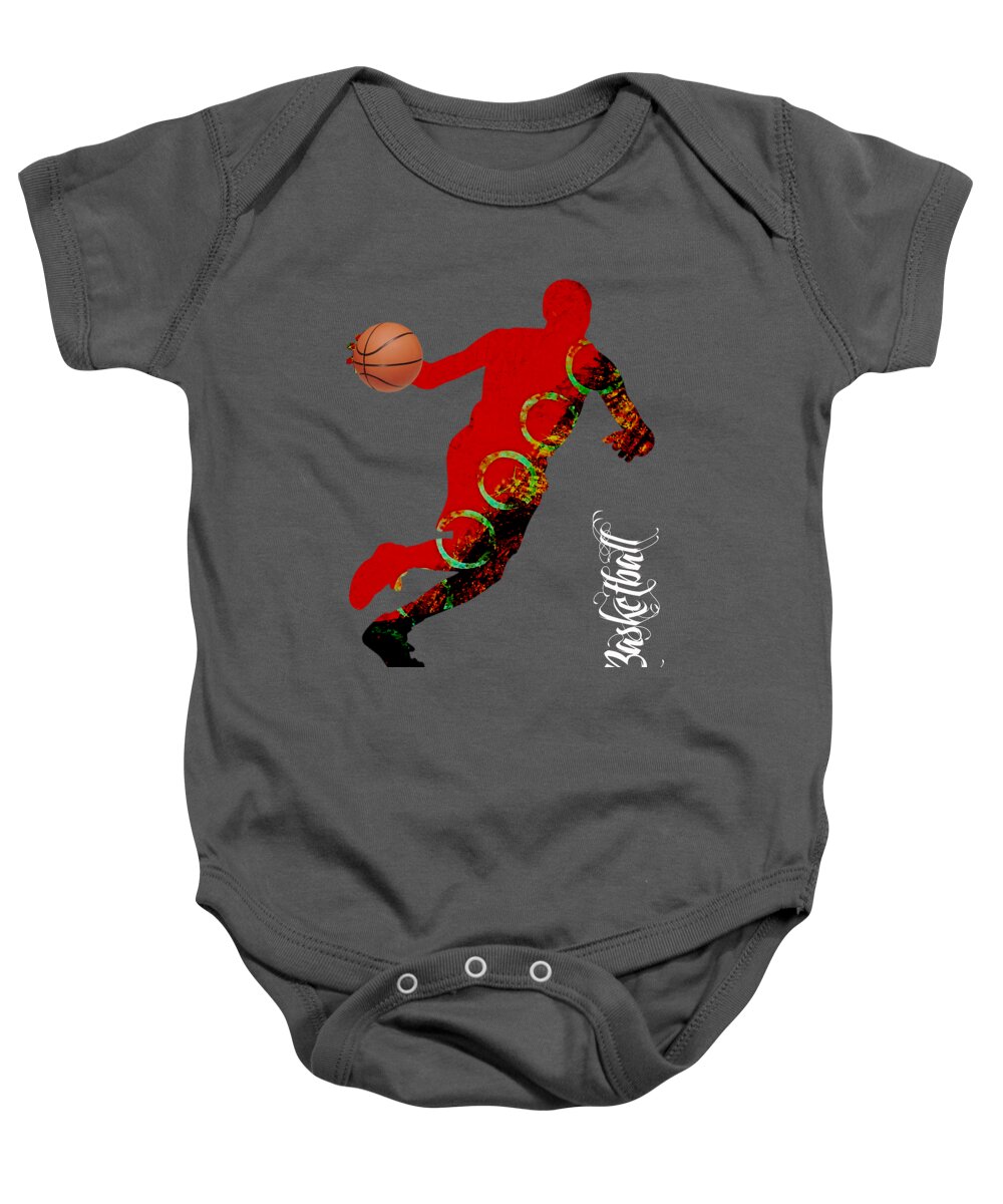 Basketball Baby Onesie featuring the mixed media Basketball Collection #4 by Marvin Blaine