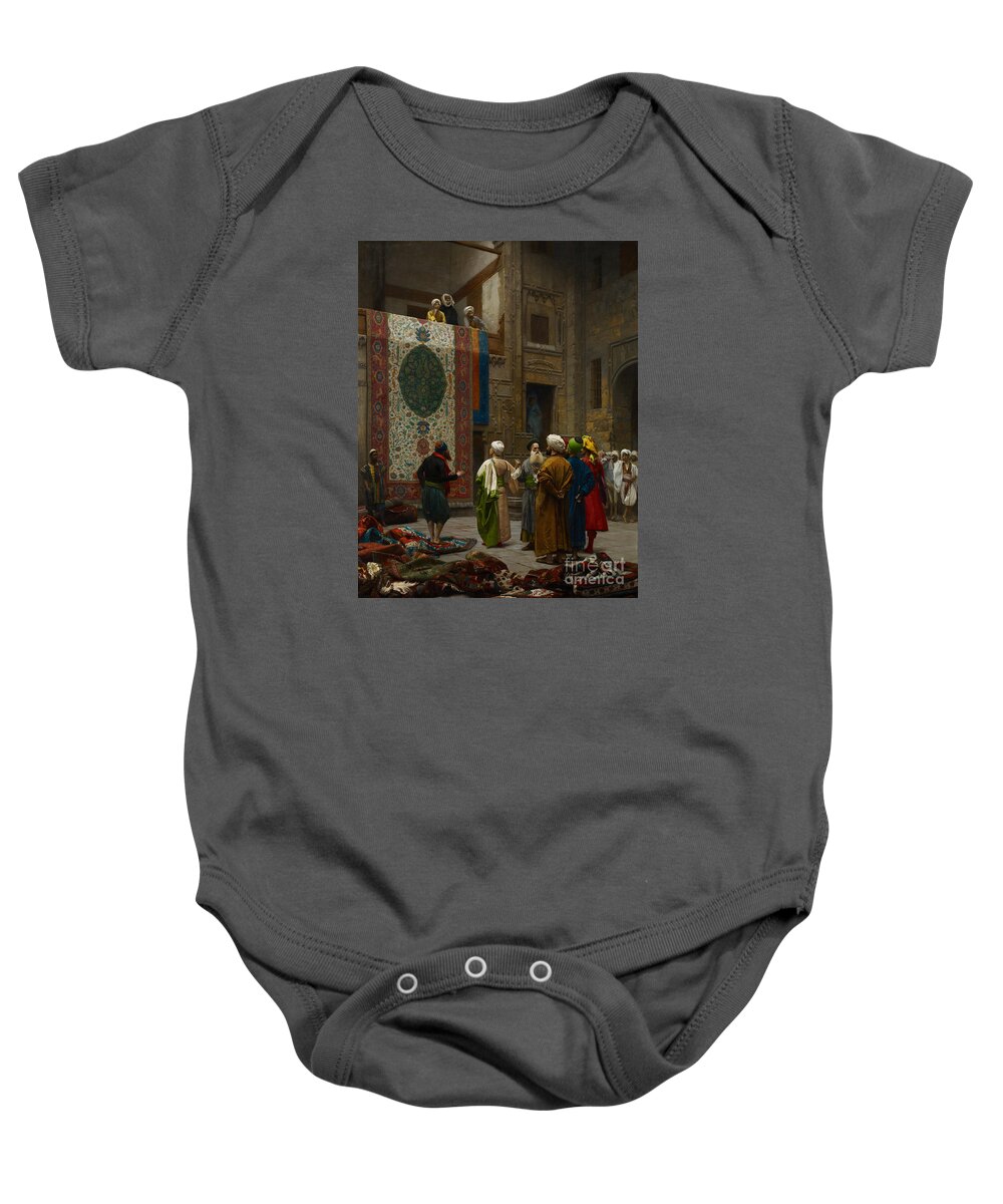 Jean-leon Gerome Baby Onesie featuring the painting The Carpet Merchant by Celestial Images