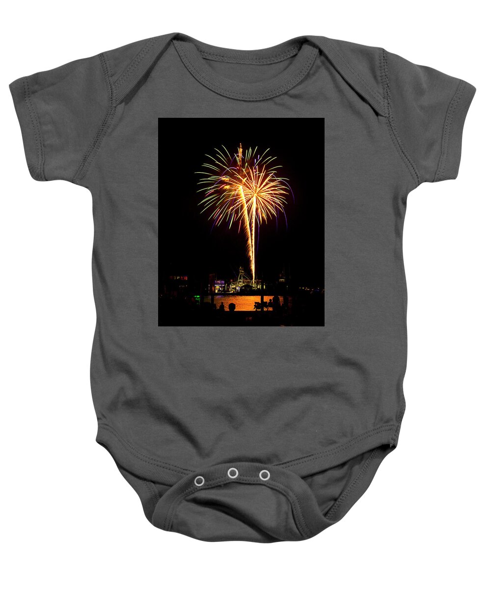 Fireworks Baby Onesie featuring the photograph 4th of July Fireworks by Bill Barber