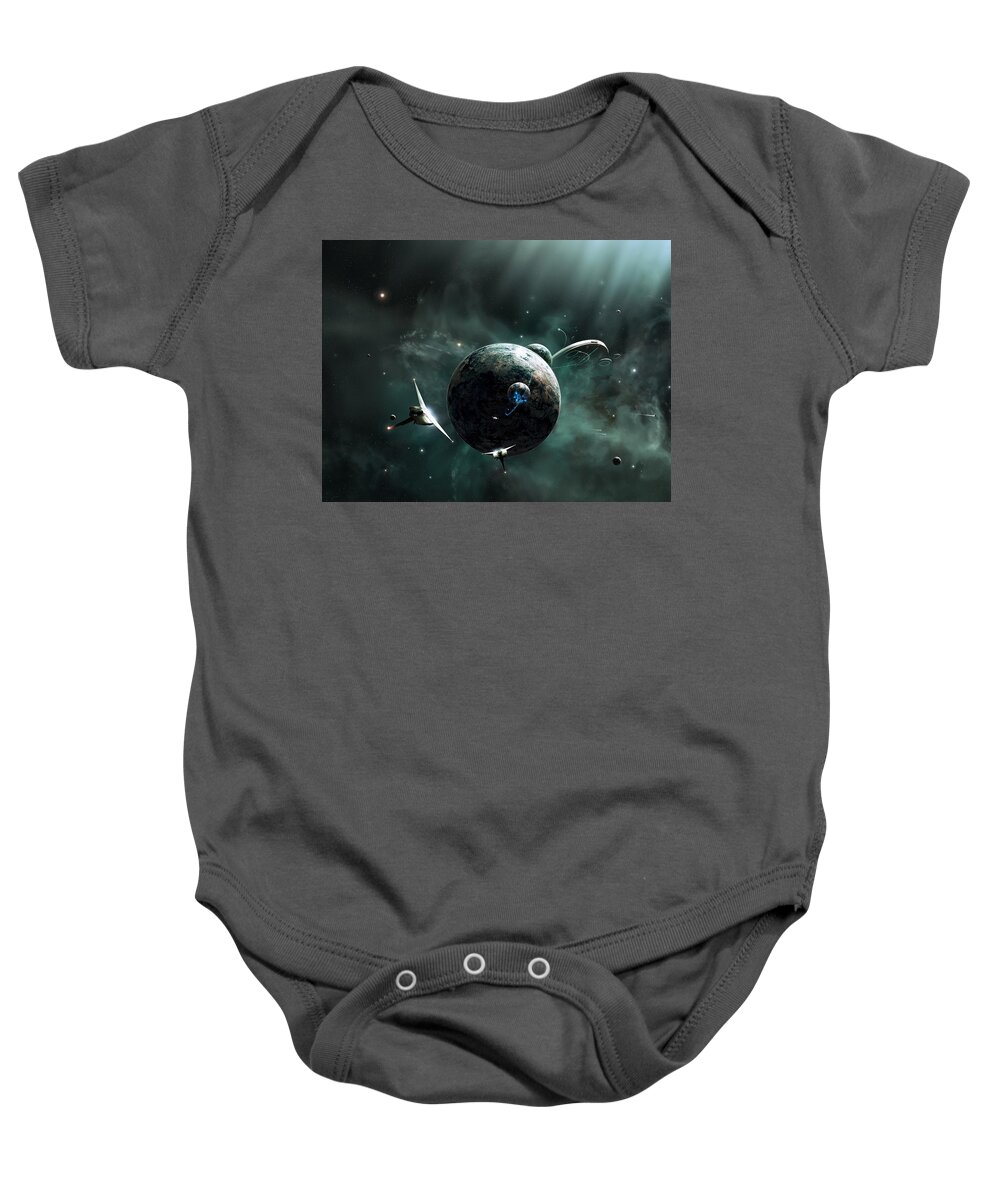 Planets Baby Onesie featuring the digital art Planets #6 by Maye Loeser