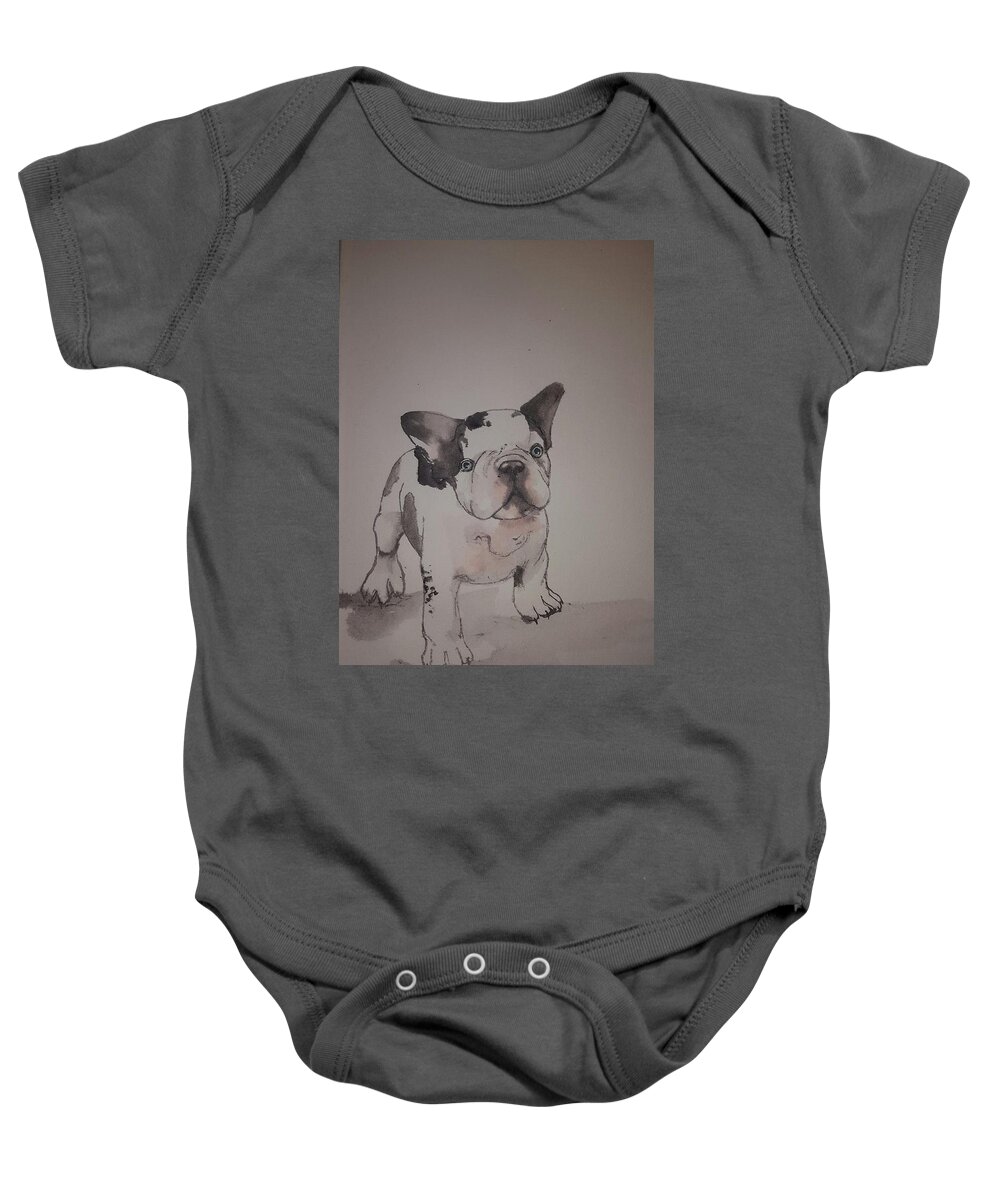 Dogs Baby Onesie featuring the painting For love of a dog album #8 by Debbi Saccomanno Chan
