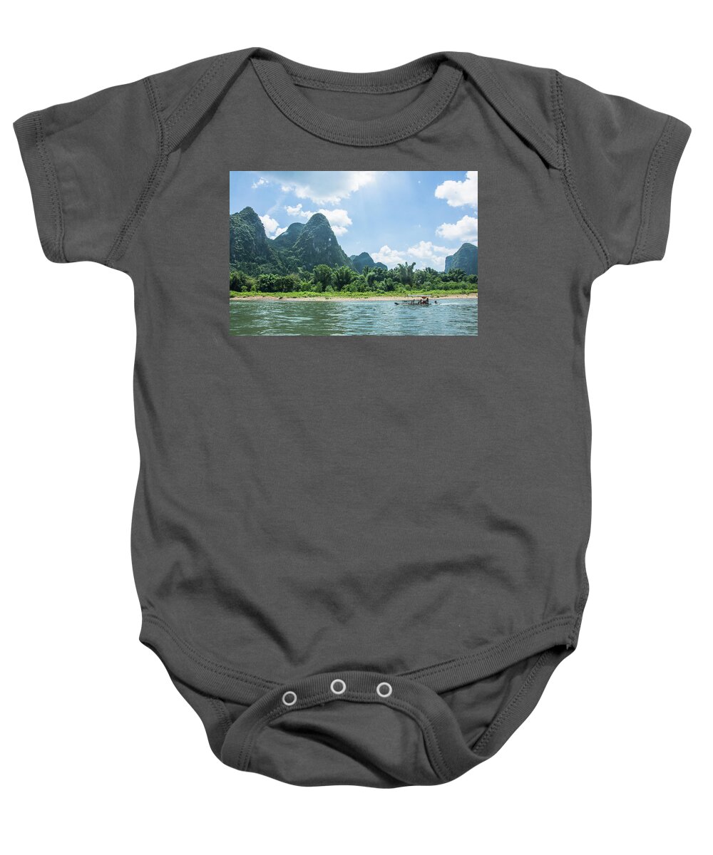 River Baby Onesie featuring the photograph Lijiang River and karst mountains scenery #9 by Carl Ning