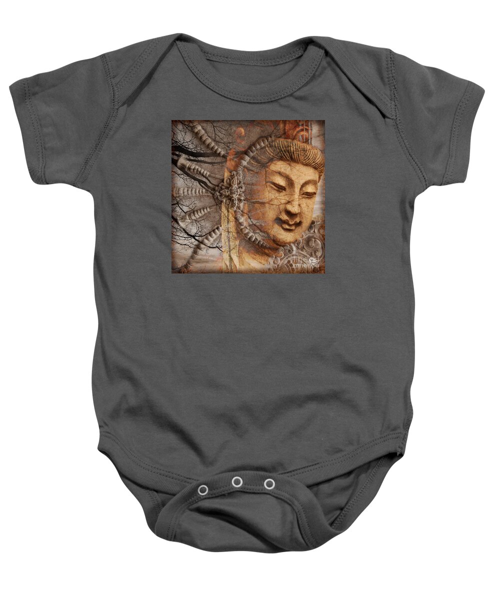 Guan Yin Baby Onesie featuring the digital art A Cry Is Heard by Christopher Beikmann