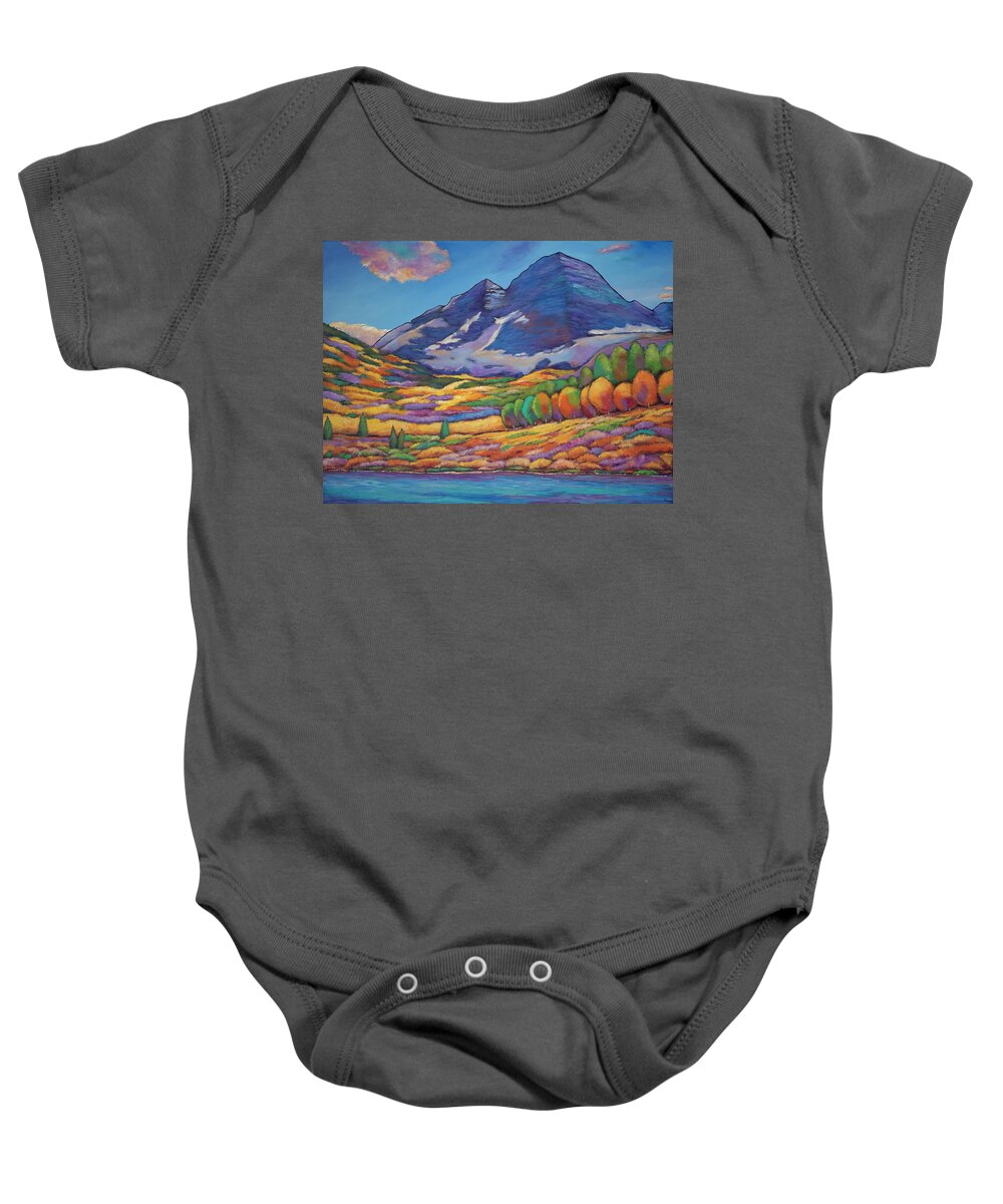 Aspen Tree Landscape Baby Onesie featuring the painting A Day in the Aspens by Johnathan Harris