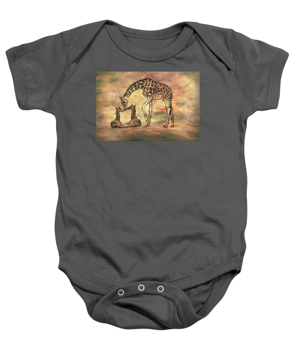 Digital Baby Onesie featuring the painting A Mothers Love by Jack Zulli