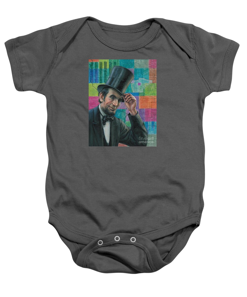Abraham Baby Onesie featuring the painting A Nod to Springfield by Jane Bucci