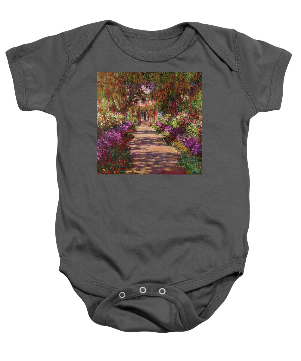 #faatoppicks Baby Onesie featuring the painting A Pathway in Monets Garden Giverny by Claude Monet