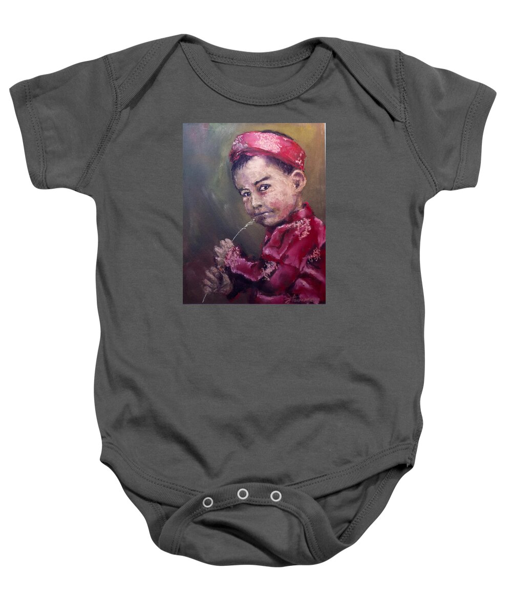 Vietnamese Baby Onesie featuring the pastel A Taste Of Royalty by Jim Fronapfel