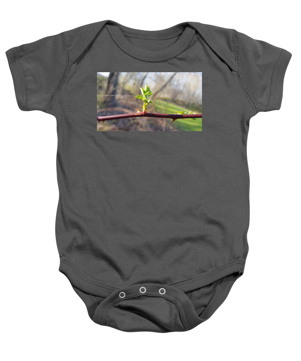Plant Baby Onesie featuring the photograph A Thread and a Thorn by Dani McEvoy