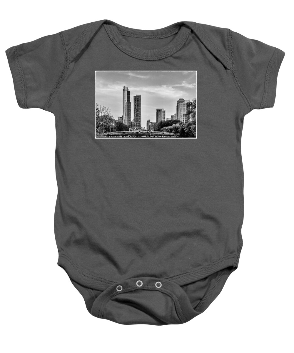 Chicago Baby Onesie featuring the photograph A View from the Tracks - Chicago by John Roach