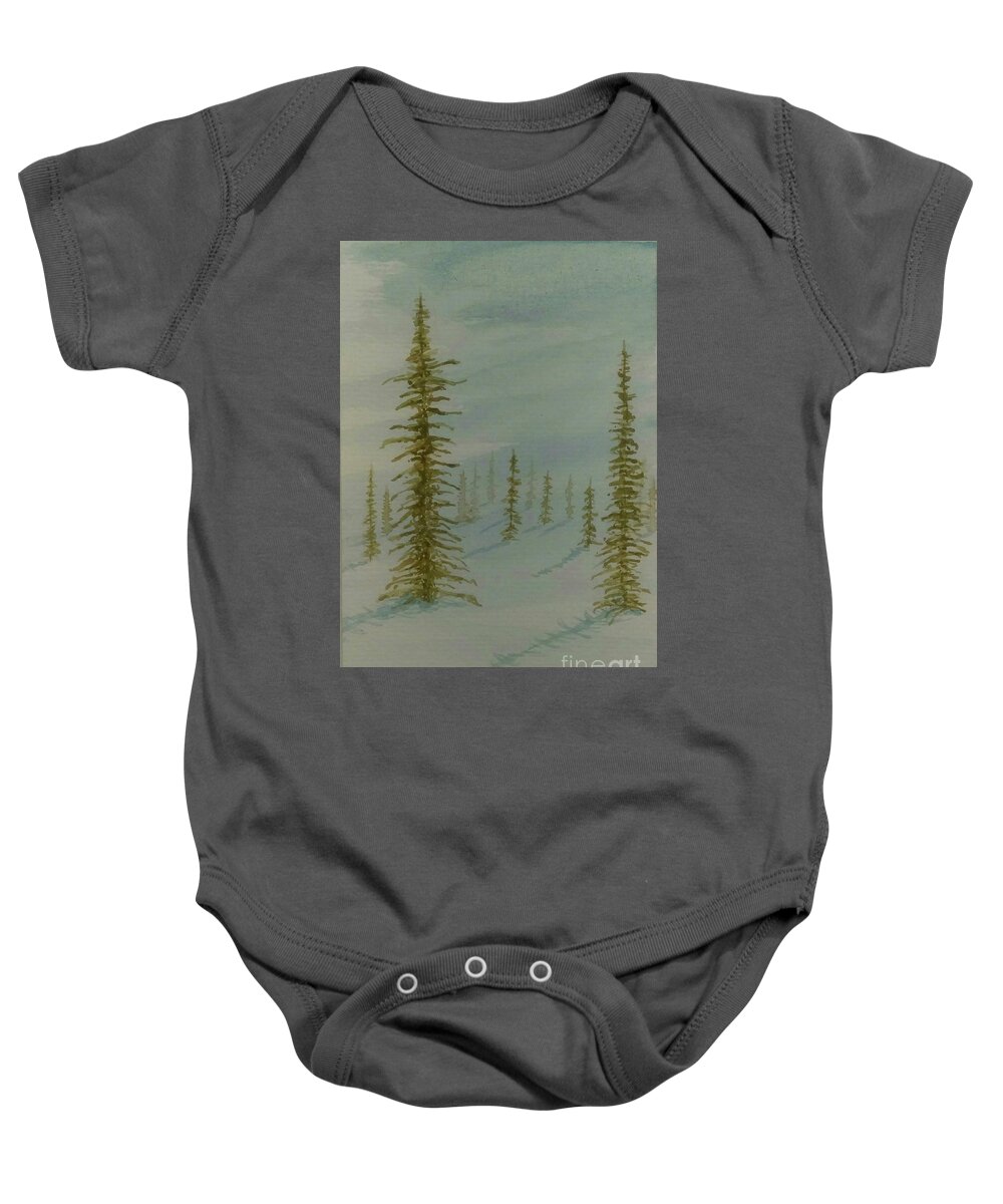 Winter Baby Onesie featuring the painting A Winter Walk by Stacy C Bottoms