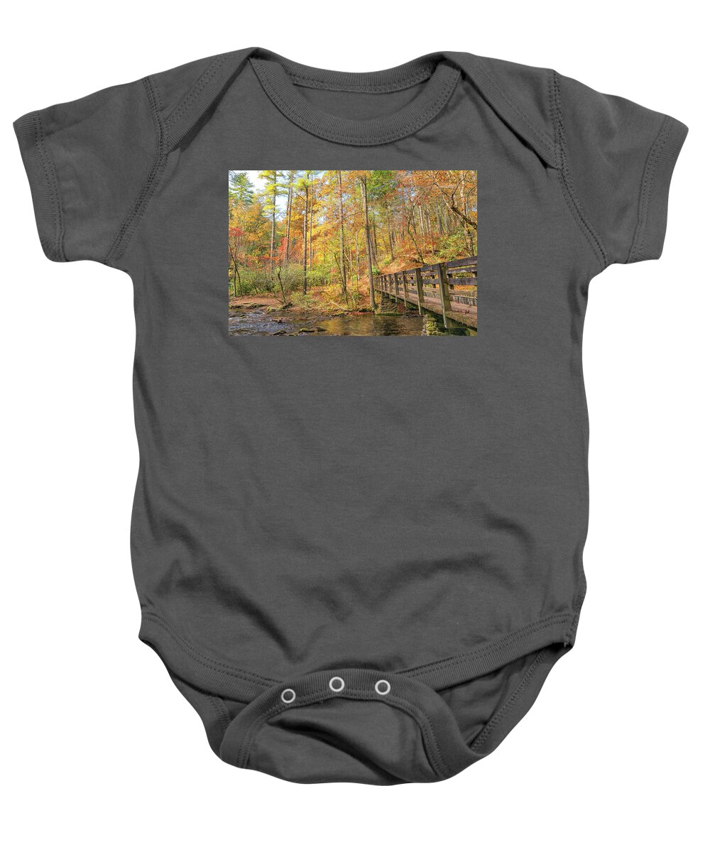 Abrams Falls Cades Cove Baby Onesie featuring the photograph Abrams Falls Trailhead by Victor Culpepper