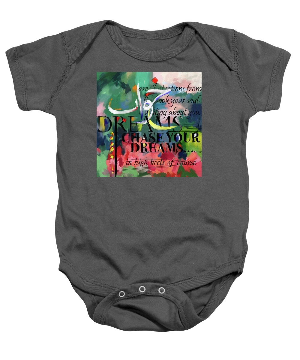 Abstract Art Baby Onesie featuring the painting Abstract 421.1 by Mawra Tahreem