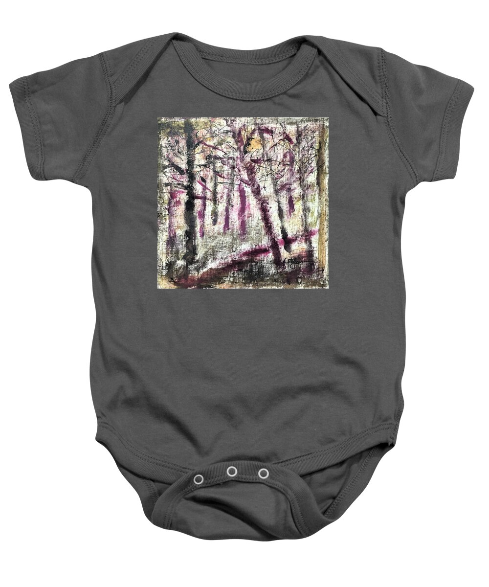 Painting Baby Onesie featuring the painting Abstract Forest by Cristina Stefan