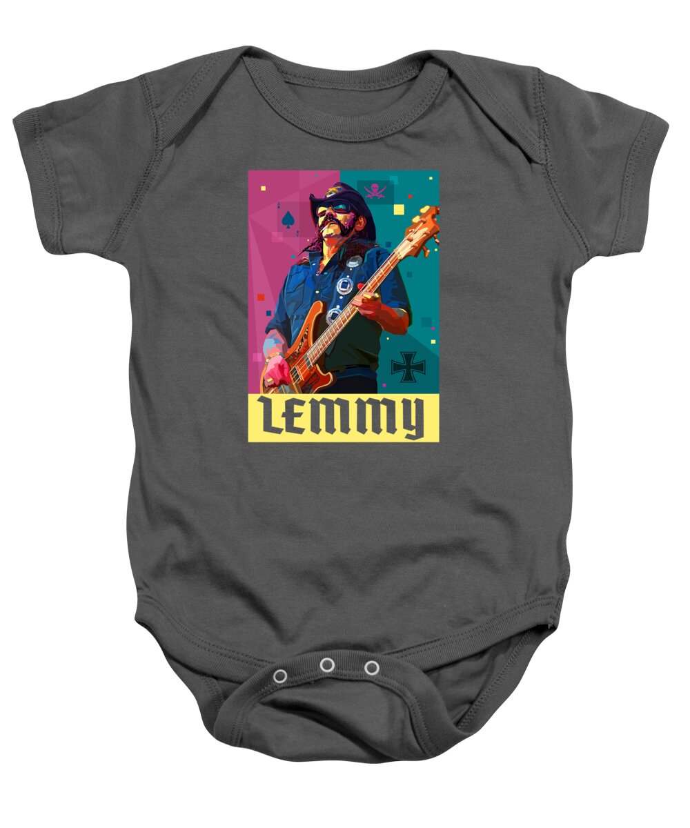 Lemmy Baby Onesie featuring the digital art Ace of Spades by Mal Bray