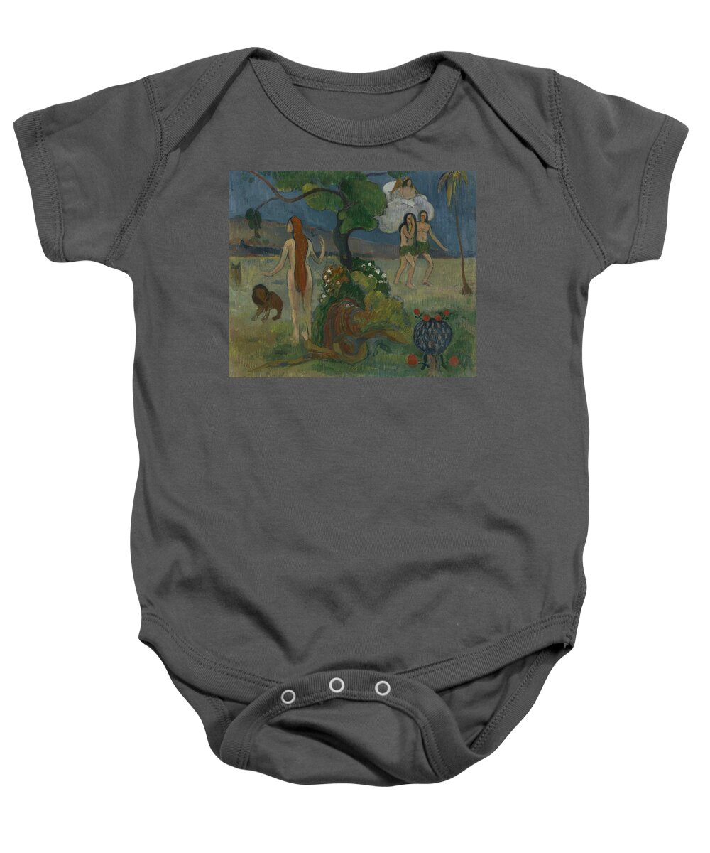 French Art Baby Onesie featuring the painting Adam and Eve or Paradise Lost by Paul Gauguin