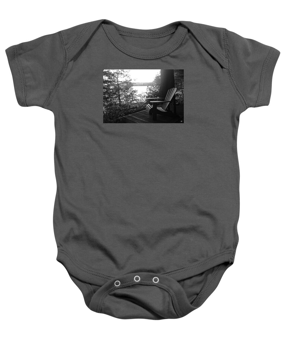 Adirondack Chair Baby Onesie featuring the photograph Adirondack in Maine by John Meader