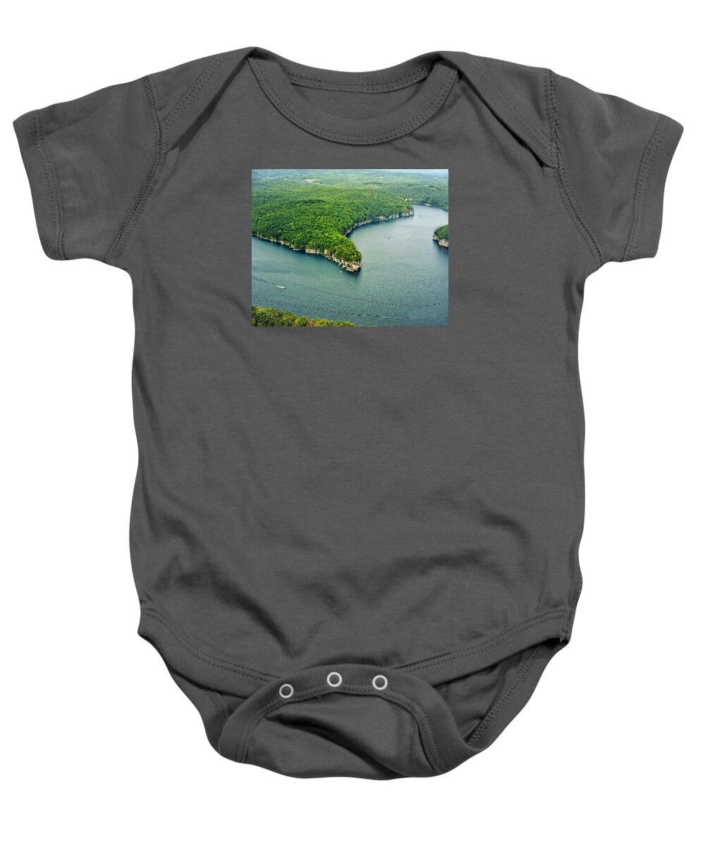 Aerial Baby Onesie featuring the photograph Aerial Image of Long Point Cliff by Mark Allen