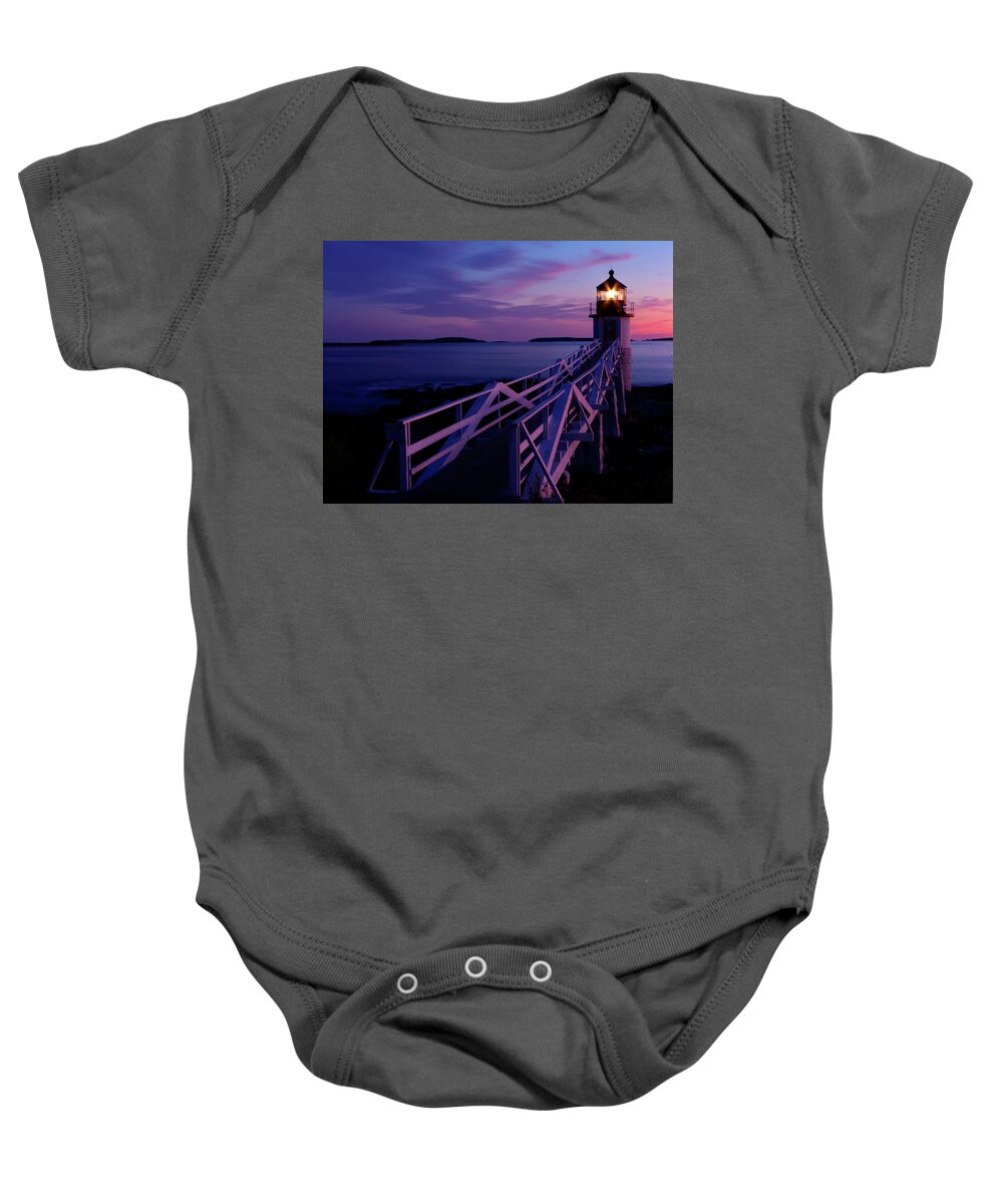 Marshall Point Light Baby Onesie featuring the photograph Afterglow by Jeff Cooper