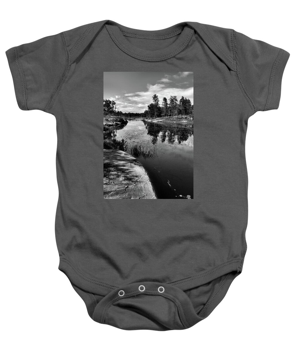 Black And White Baby Onesie featuring the photograph Afternoon In The North BW by Lyle Crump