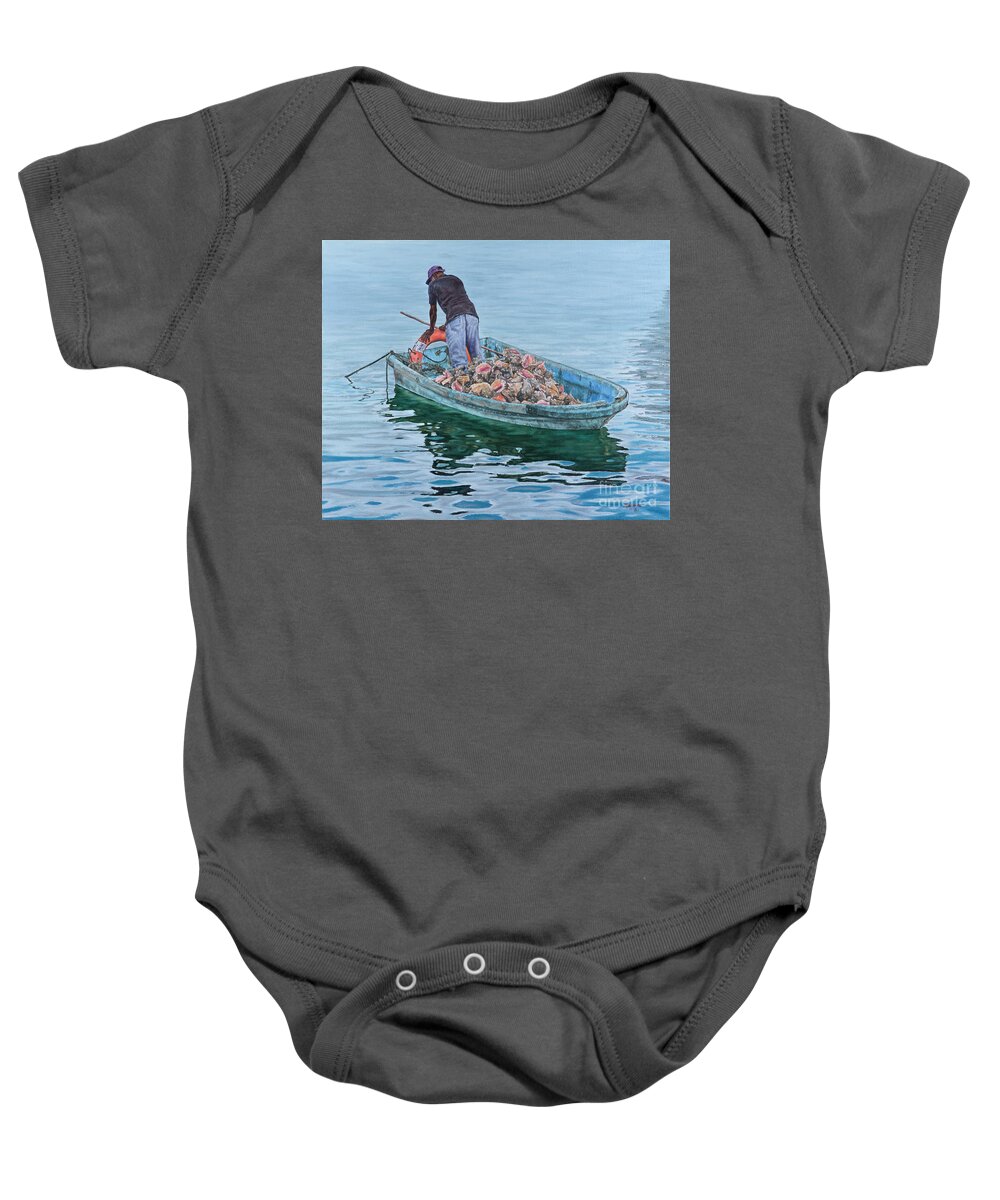 Roshanne Baby Onesie featuring the painting Afternoon Repose by Roshanne Minnis-Eyma