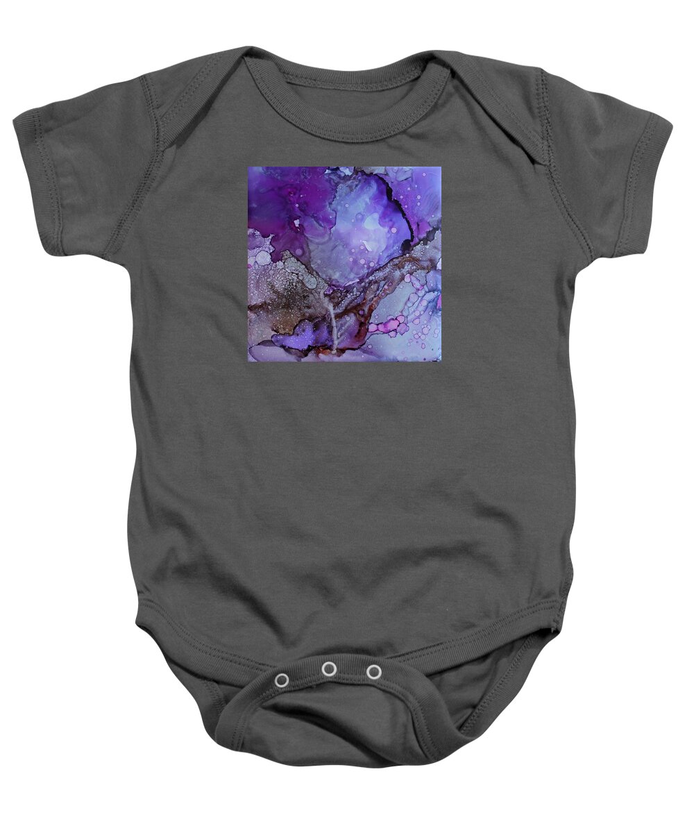 Purple Baby Onesie featuring the painting Agate by Ruth Kamenev