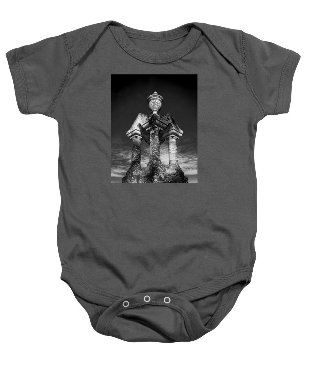 Stone Baby Onesie featuring the photograph Aged Stone and Sky by Robert McKay Jones