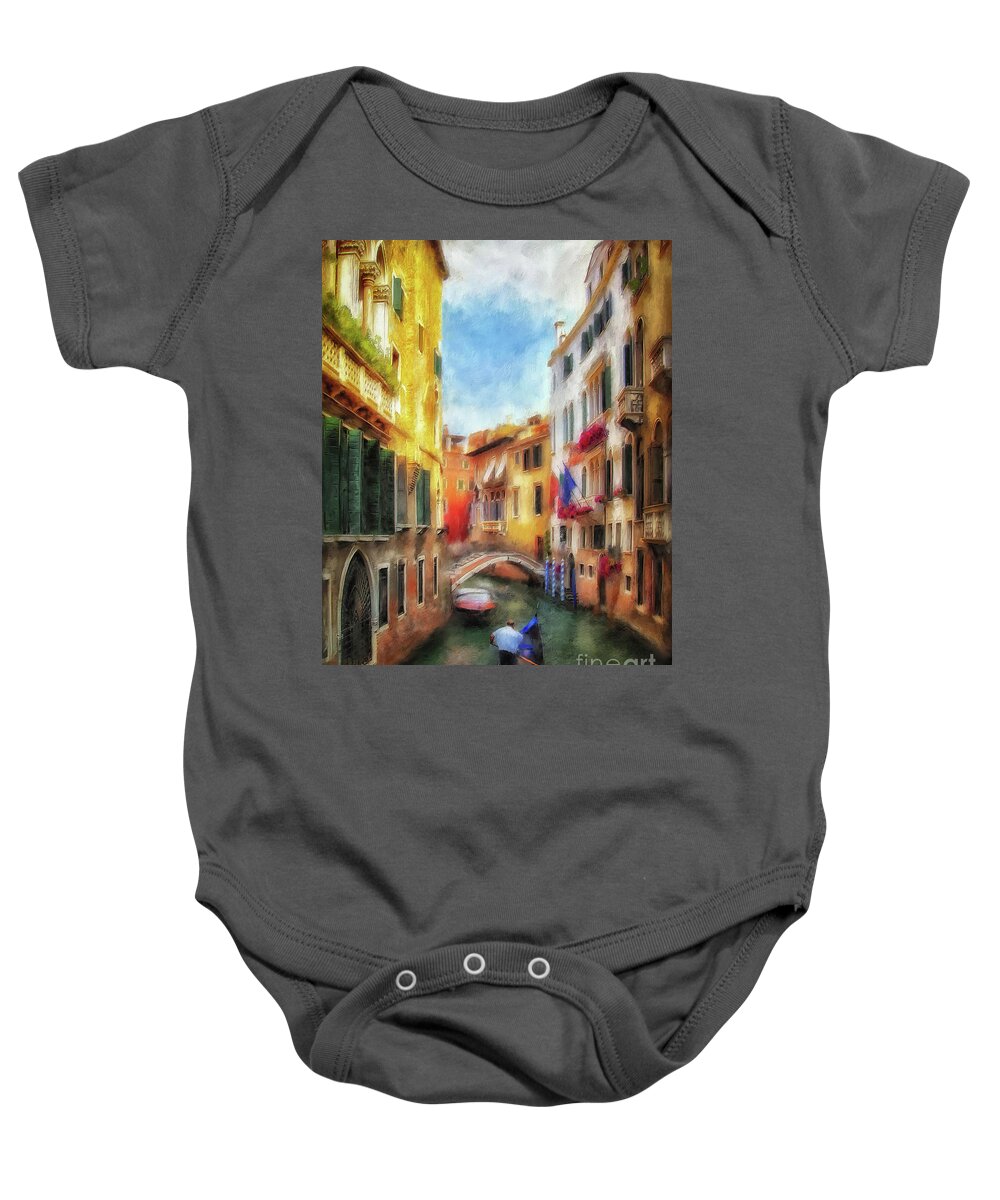 Italy Baby Onesie featuring the digital art Ahh Venezia Painterly by Lois Bryan