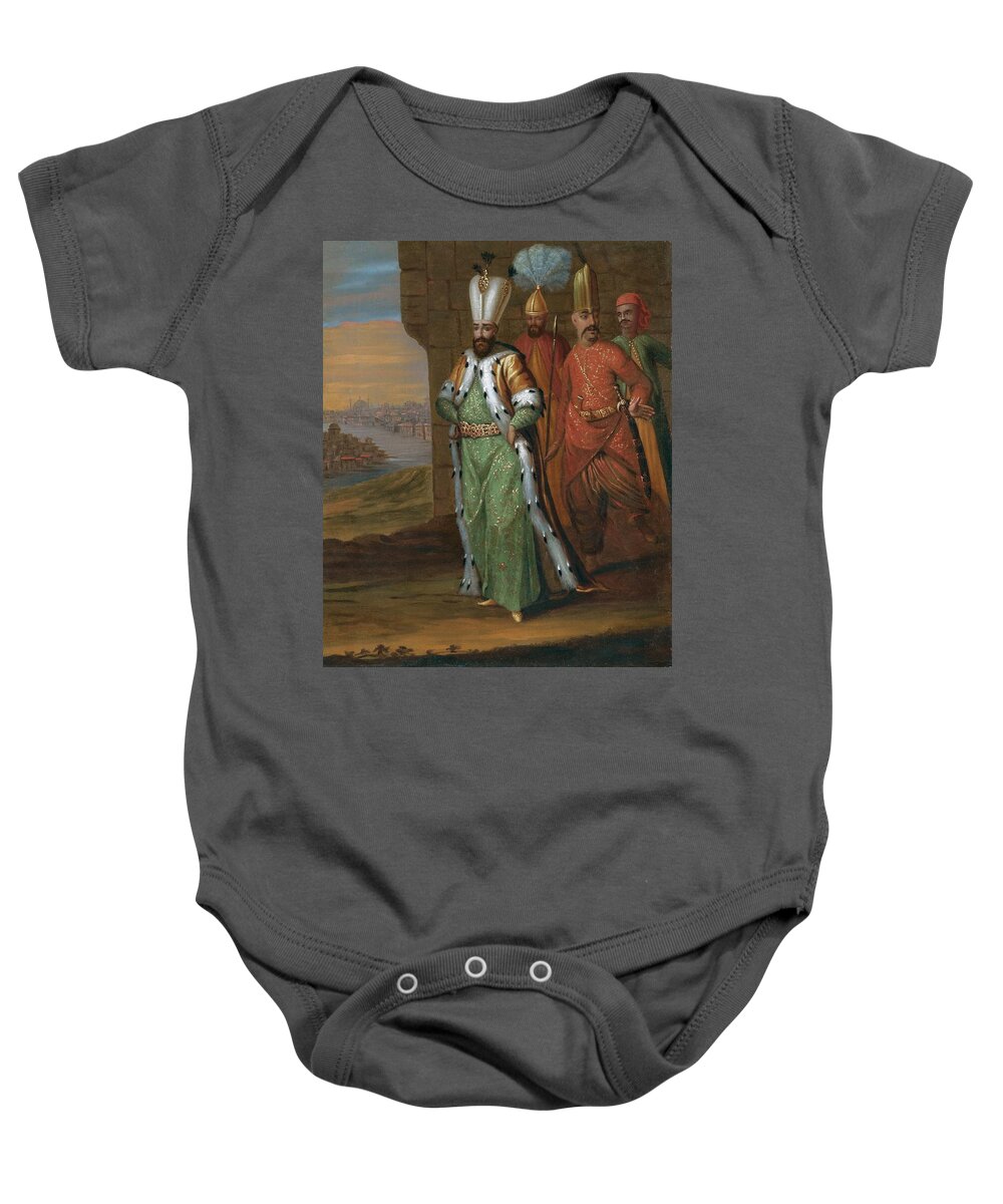 Follower Of Jean Baptiste Vanmour Ahmed Iii And His Retinue Baby Onesie featuring the painting Ahmed IIi And His Retinue by Eastern Accents