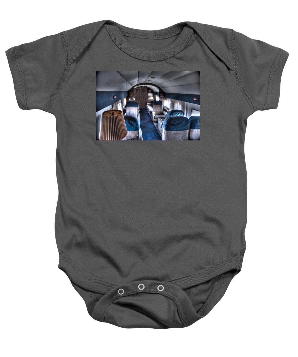 Beech Model 18 Baby Onesie featuring the photograph Airplane Interior by Richard Gehlbach