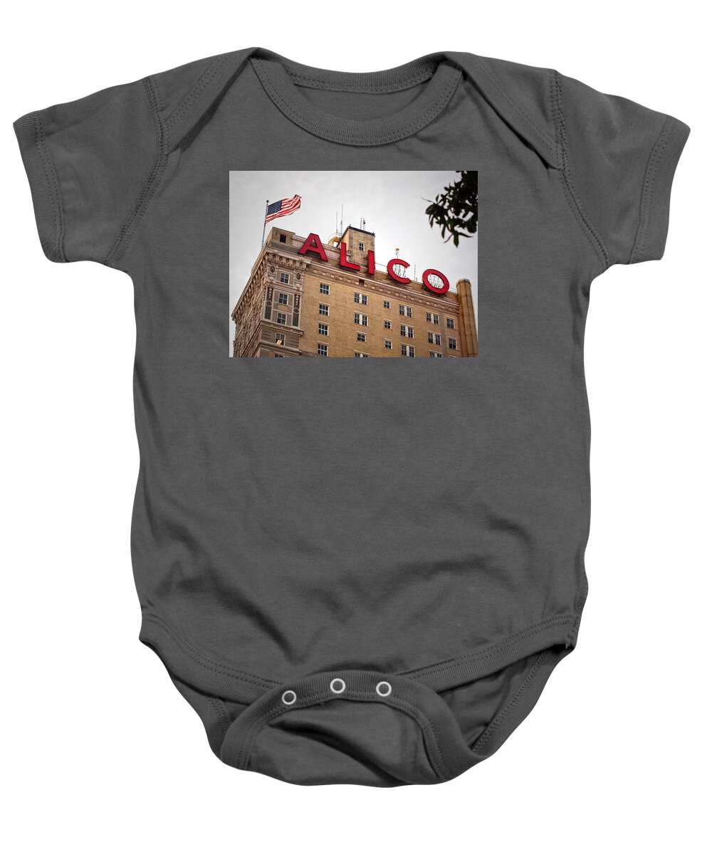 Alico Baby Onesie featuring the photograph Alico Building Sign by Buck Buchanan