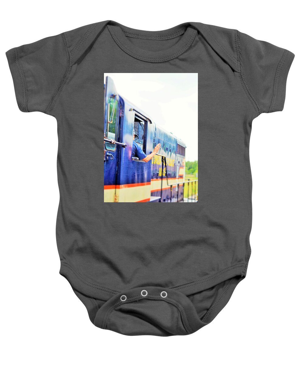 Train Baby Onesie featuring the photograph All Down the Line by Stoney Lawrentz