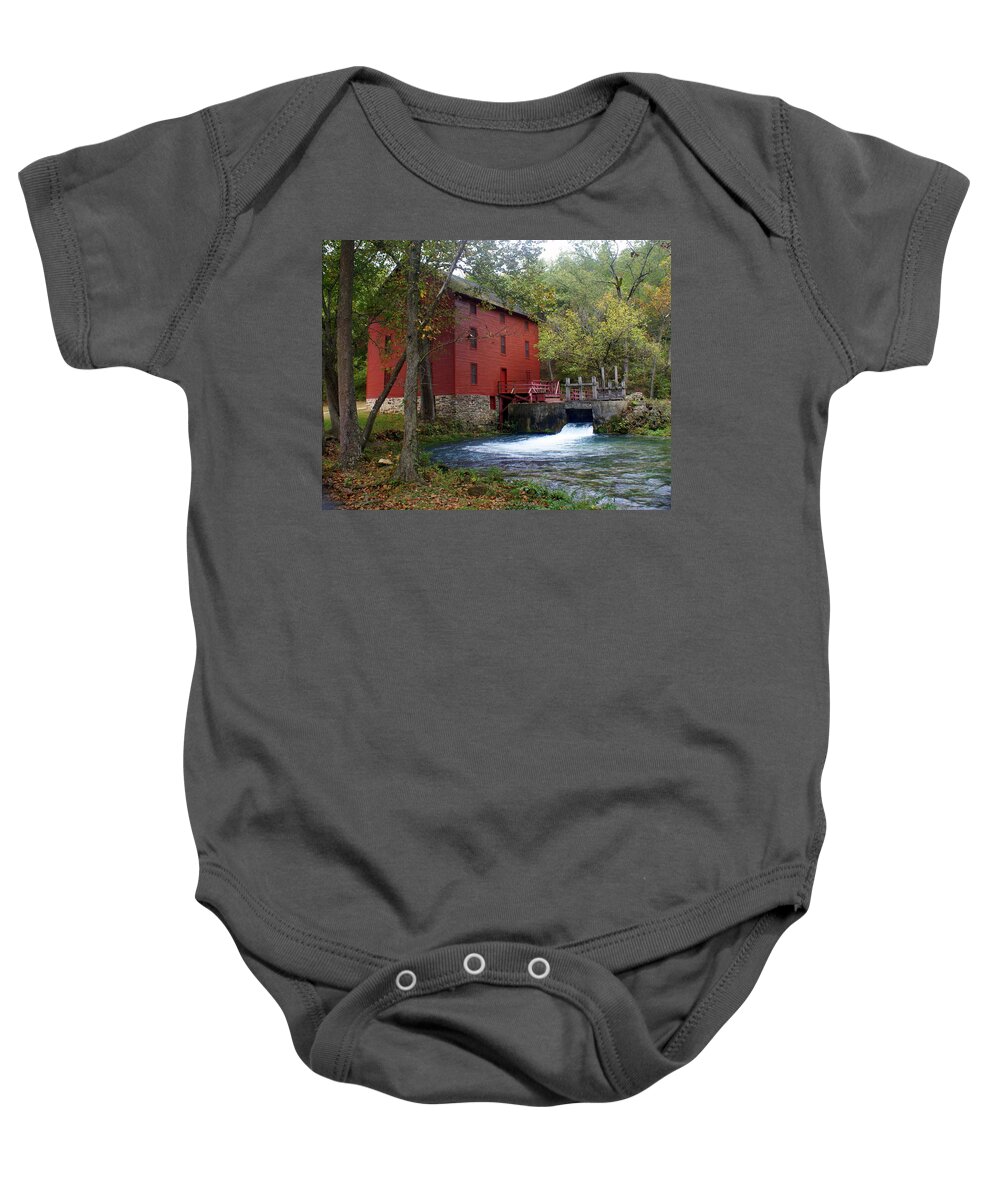 Ozarks Baby Onesie featuring the photograph Alley Sprng Mill 3 by Marty Koch