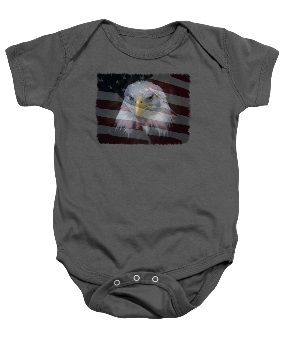 Eagle And Flag Baby Onesie featuring the photograph American Pride 2 by Ernest Echols