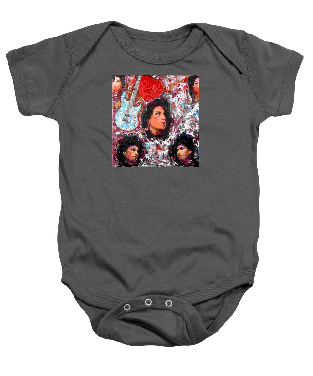 Amy Baby Onesie featuring the painting Amy Five faces by Sam Shaker