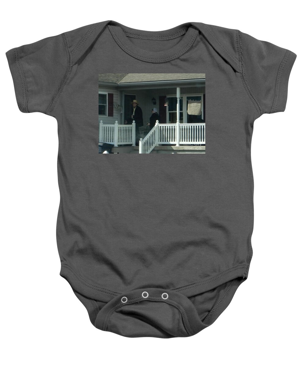 Amish Baby Onesie featuring the photograph An Evening Visit by Christine Clark