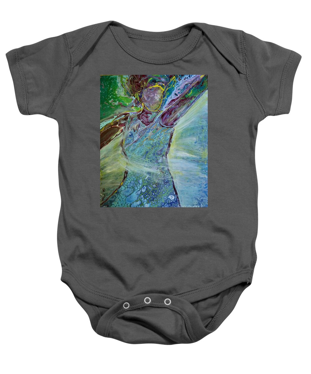 Faceless Woman Baby Onesie featuring the painting Arise by Deborah Nell