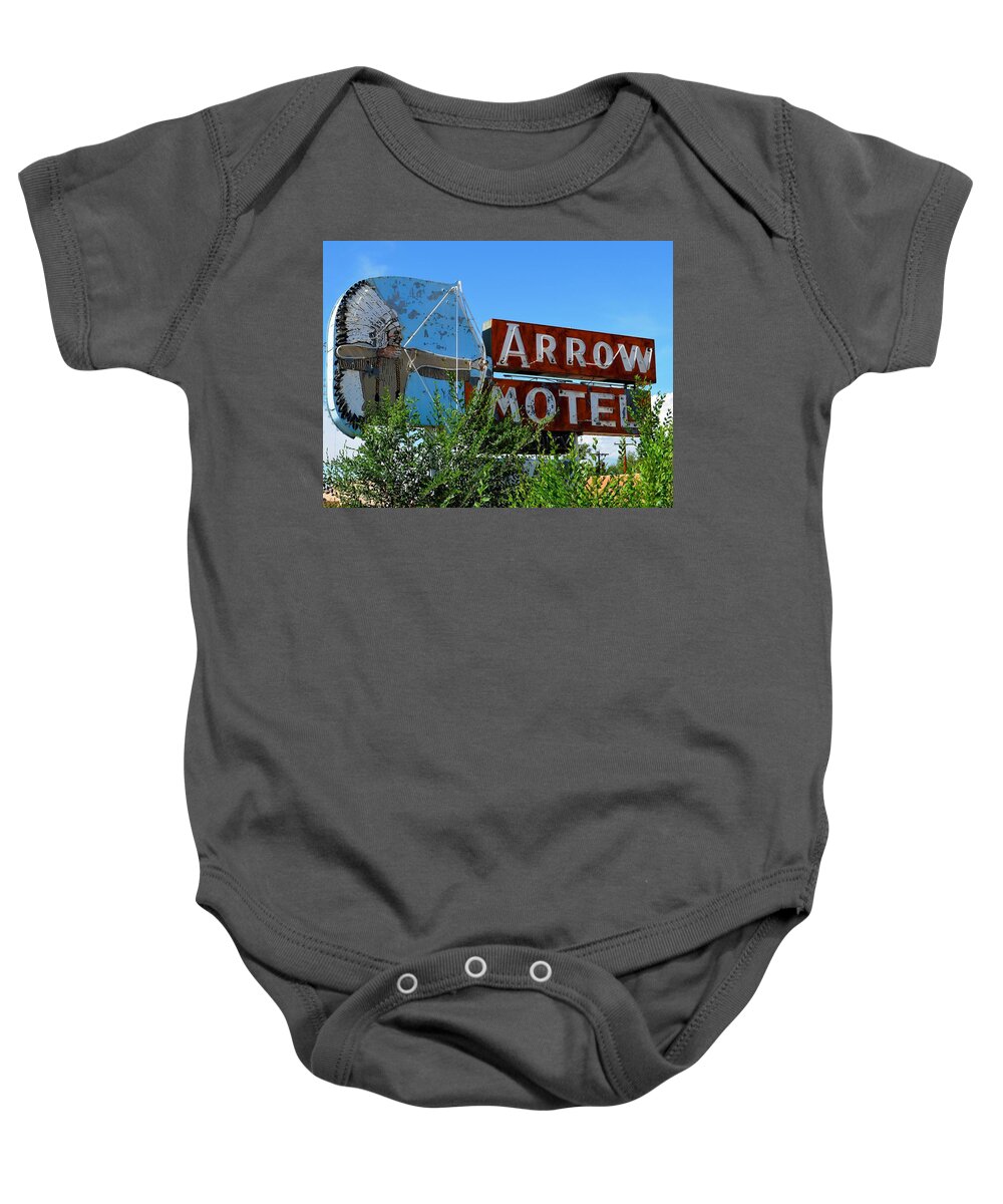 Arrow Motel Baby Onesie featuring the photograph Arrow Motel by Gia Marie Houck